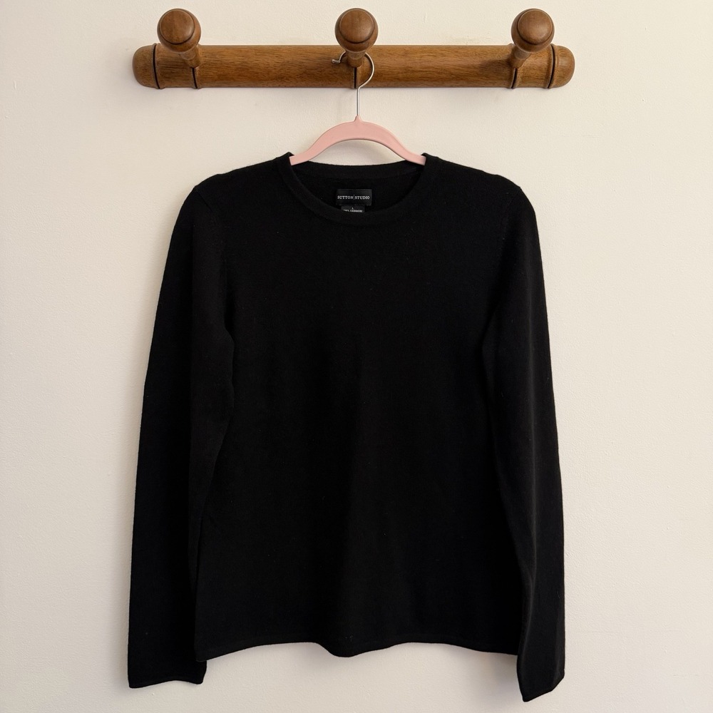 Sutton Studio Womens 100% Cashmere Sweater Size Large Black Quiet Luxury Soft
